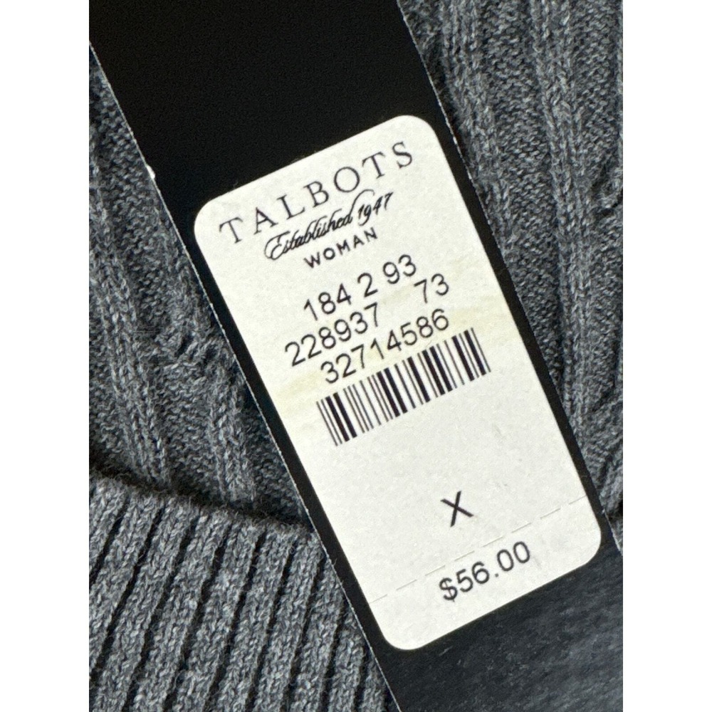 Talbots Womens Sz X US/12 Sweater Lightweight Gray Cable Knit 3/4 Sleeve NEW - Picture 6 of 7